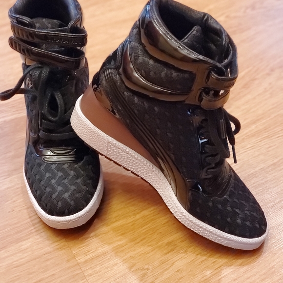 puma high top wedge sneakers